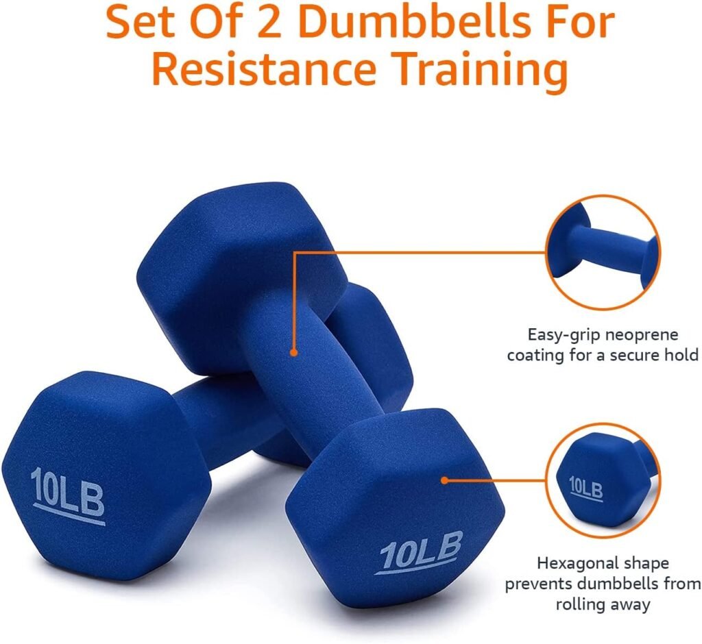 Amazon Basics Easy Grip Workout Dumbbell, Neoprene Coated, Various Sets and Weights available