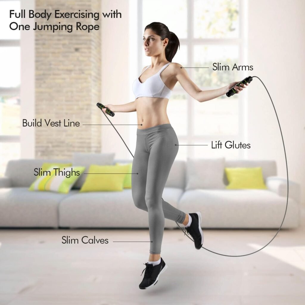 Jump Rope, Tangle-Free Rapid Speed Jumping Rope Cable with Ball Bearings for Women, Men, and Kids, Adjustable Steel Jump Rope Workout with Foam Handles for Fitness, Home Exercise  Slim Body