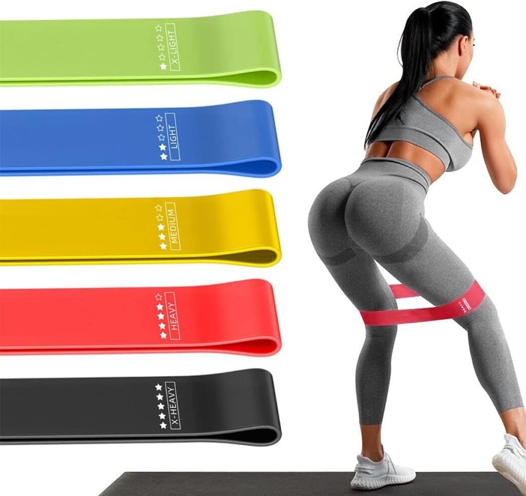 Resistance Loop Exercise Bands Exercise Bands for Home Fitness, Stretching, Strength Training, Physical Therapy,Elastic Workout Bands for Women Men Kids, Set of 5