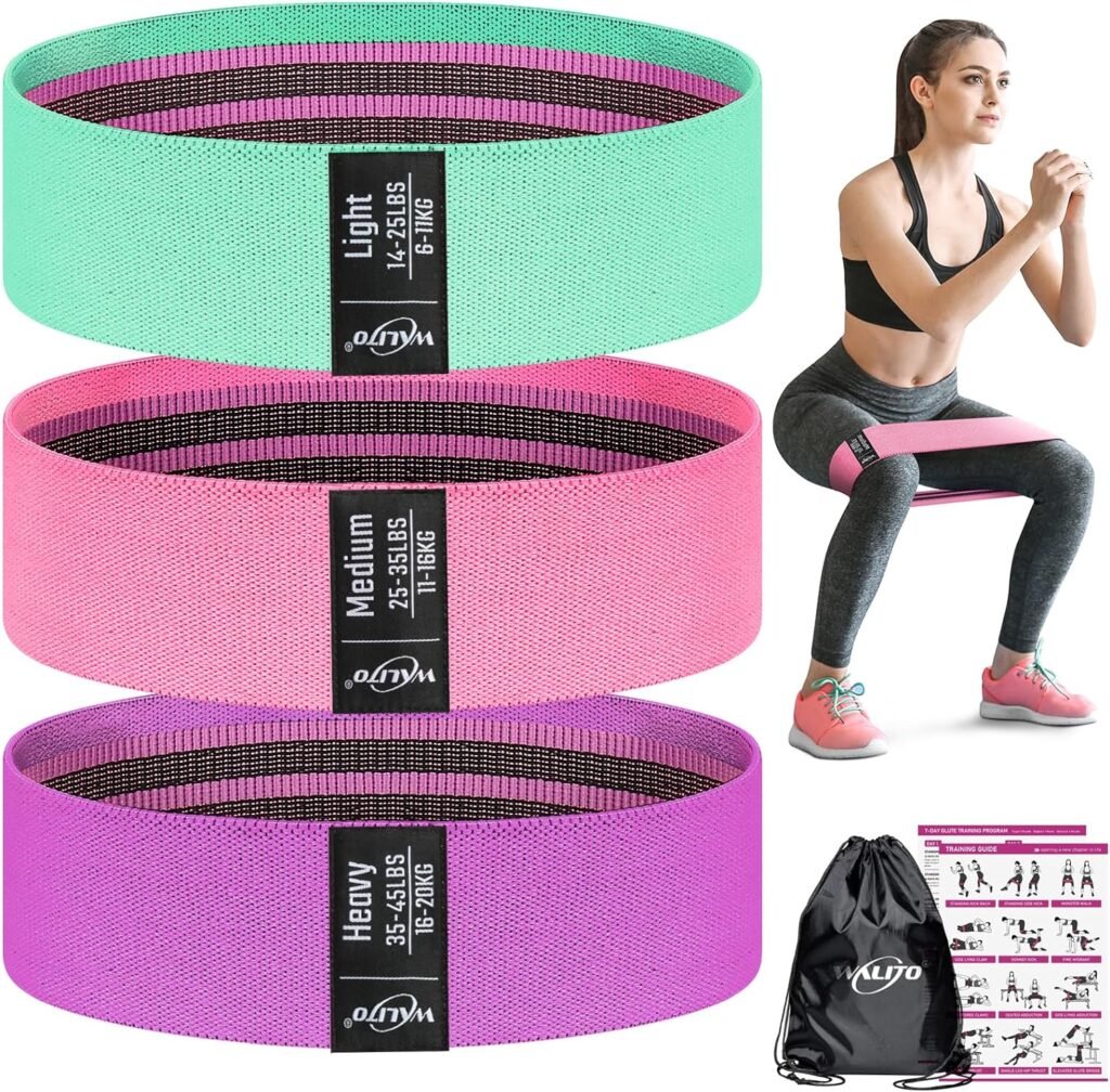 WALITO Resistance Bands for Legs and Butt, Fabric Exercise Loop Bands Yoga, Pilates, Rehab, Fitness and Home Workout, Strength Bands for Booty